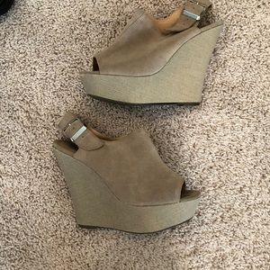 Grey suede wedges